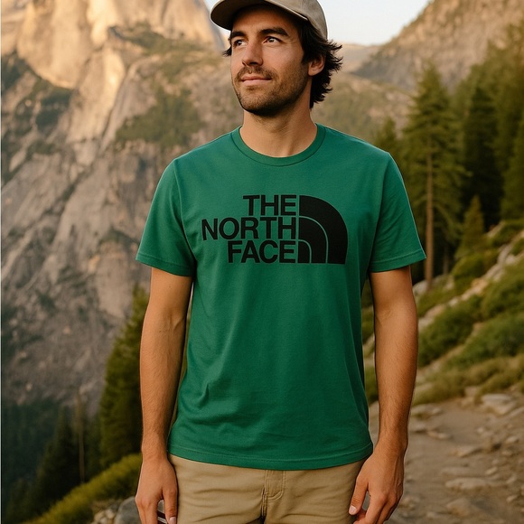 The North Face Big Logo Graphic T-Shirt Men's Medium Green - Picture 1 of 5